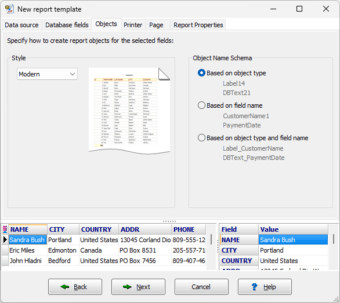 Specifying parameters of automatically created objects